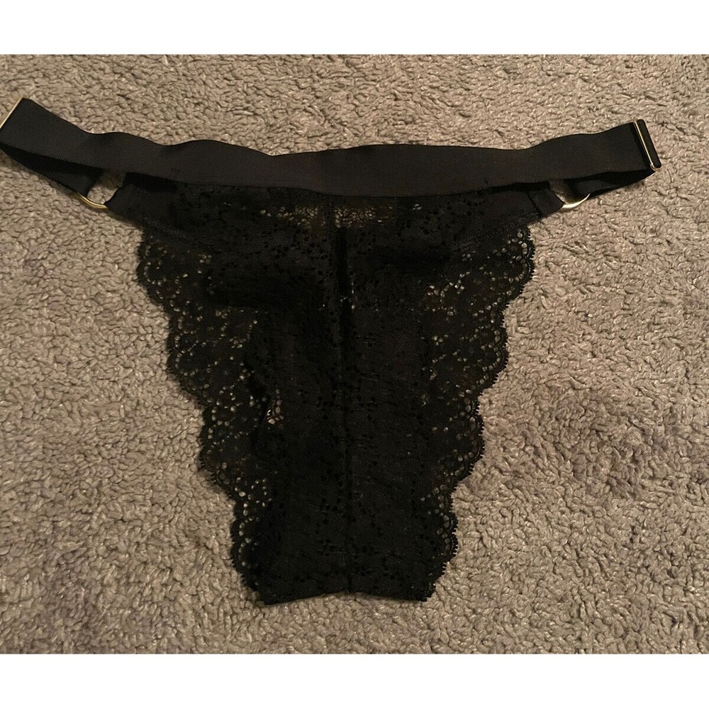 Victoria's Secret Brazilian Sz‎ S - Black Lace Rings
